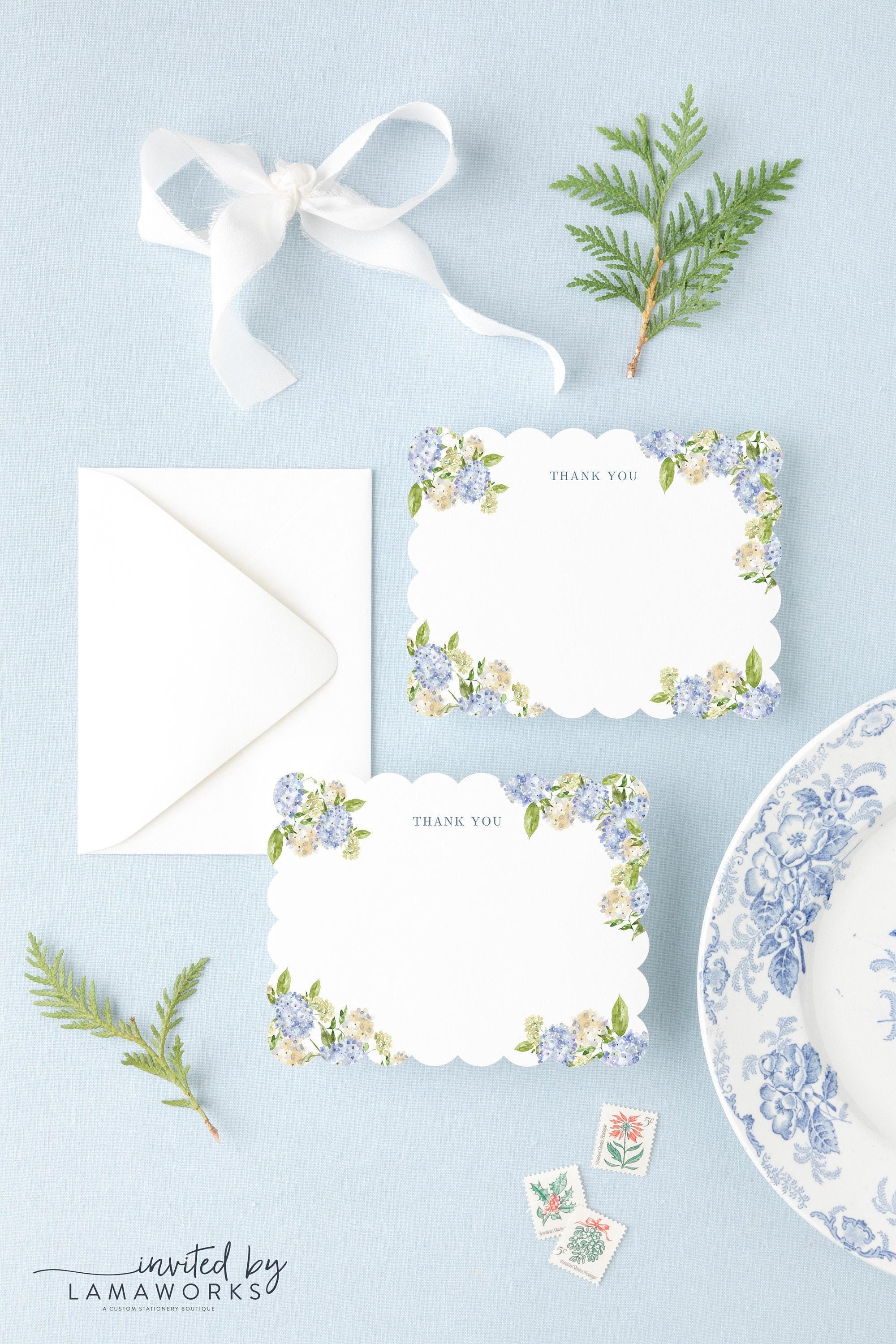 Blue Hydrangea Floral Wedding Thank You Cards | Bridal Shower Thank You ...