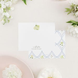 TAYLOR | Chinoiserie Personalized Floral Stationary Set Personalized, Floral Note Cards Personalized Note Cards Set, Green Hydrangea Flowers