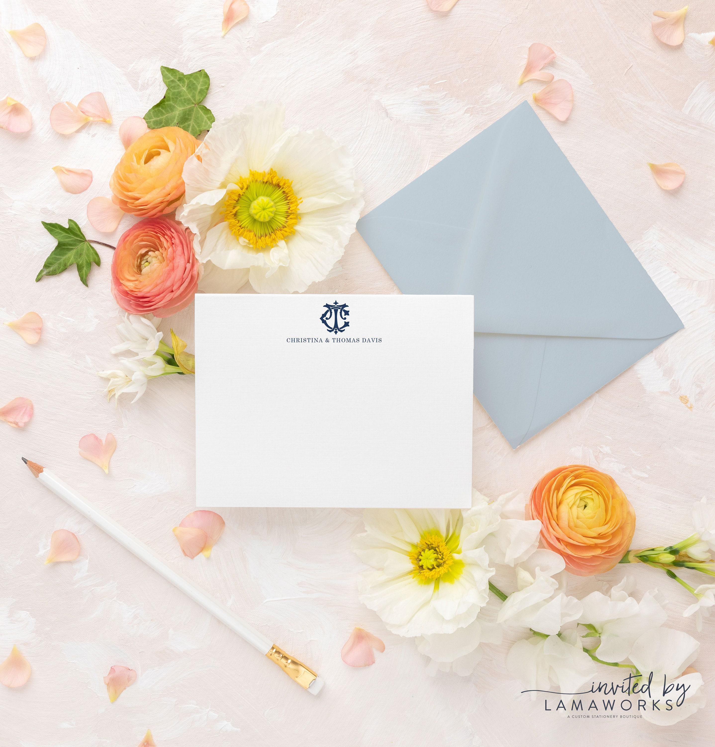 CHRISTINA | Personalized Note Cards Set, Monogram Stationery ...