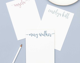 Personalized Notepad, Elegant Script Notepad, Calligraphy Memo Pad, Personalized Brush Lettered Notepad, Personal Stationery Gift Set | MARY