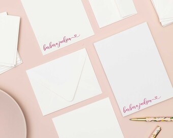 Custom Heart Letter Writing Stationery Set, Personalized Gift, Custom Letter Set with Hearts, Elegant Valentine Stationery Gift | BARBARA