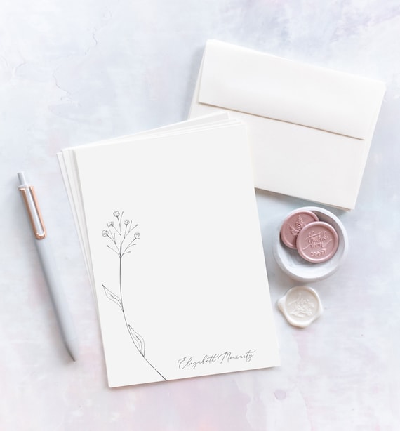 Sophisticated Letter Writing Stationery Set | Personalized Gift | Custom Letter Set | Floral Sprig - Elizabeth