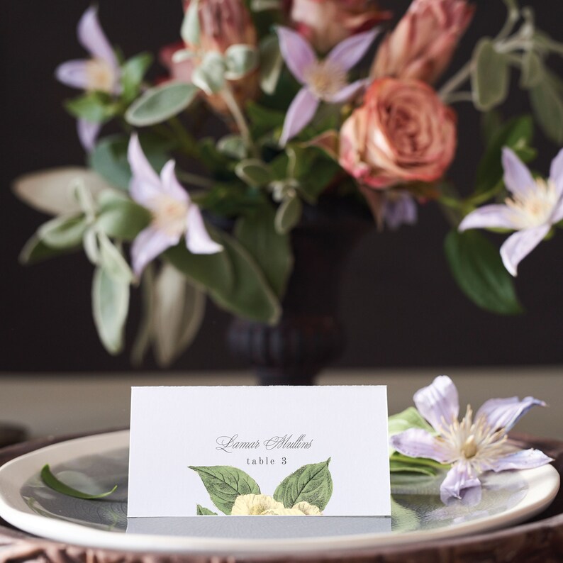 Printed Custom Floral Place Cards Wedding Name Cards Table Etsy