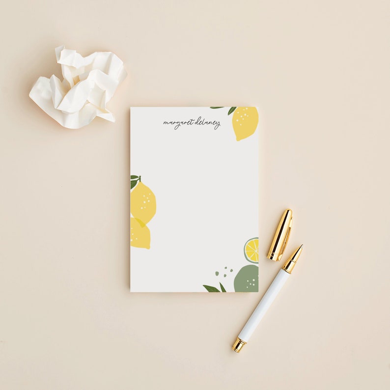 Personalized Lemon and Lime Notepad To Do List Custom Notepad Memo Pads Tear Off Pads of Paper Mixed Fruit Collection Lemon image 2