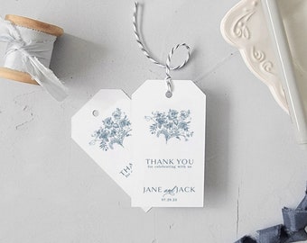 Classic Floral Wedding Favor Tags  -  Printed Gift Tags | Your Choice of Color and Shape | Jane