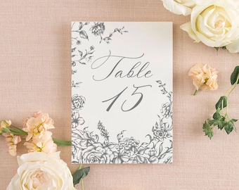 ISABELLA | Floral Wedding Table Numbers | Printed Maximalist Wreath Table Cards | Calligraphy Table Decor