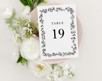 ADDISON | Floral Wedding Table Numbers, Elegant Printed Table Number Signs