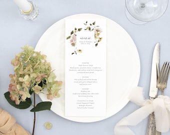 DIANA | Wildflower Wedding Menu Cards, Wedding Menu Cards, Wedding Menu and Name Card, Fall Floral Menu Card, Printed Wedding Menu