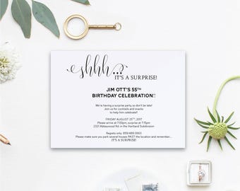 Simple Surprise Party Invitation, Shhhh... It&#39;s a Surprise!