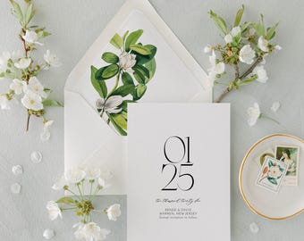 Minimalist Save the Date for Wedding, Modern Saves the Dates, Simple Save the Date Cards, Custom Printed Save Our Date Card | Renee