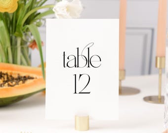RENEE | Modern Wedding Printed Table Numbers, Minimalist Wedding Table Numbers, Simple Table Numbers | 5x7 or 4x5 | White or Ivory