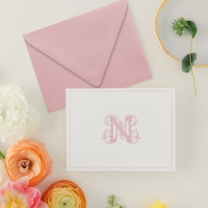 Monogram Stationary, Monogrammed Note Card, Personalized Note Cards Set, Folded Notecards, Thank You Notes Simple, Initial | CHARLOTTE