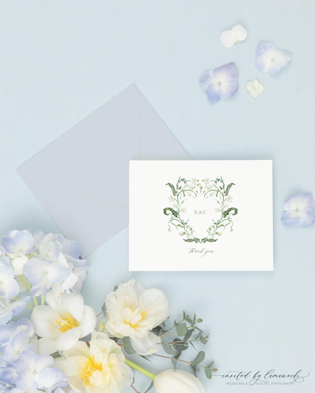 KAYLA | Personalized Monogram Stationery | Floral Wedding Thank You ...