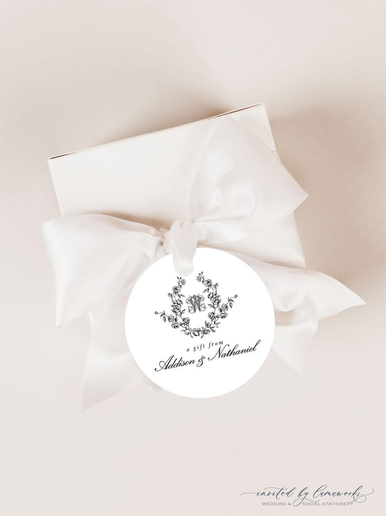 ADDISON | Custom Initial Gift Tag – Elegant Monogram Tag for Party ...