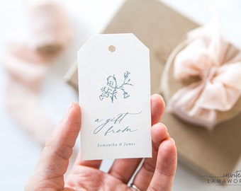 SAMANTHA | Printed Thank You Tags, Minimal Floral Wedding Gift Tag, Custom Wedding Thank You Tag, Gift Tags for Wedding, Favor Thank You