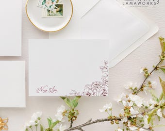 Sophisticated Note Card Stationery Set | Personalized Gift | Custom Personal Stationary | Floral Letters of Hope 1