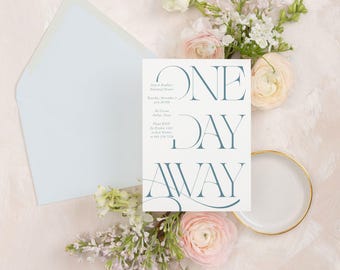 AMY | Minimalist Printed Rehearsal Dinner Invitation, Modern Wedding Rehearsal Invite, Elegant Dinner Invite, One Day Away
