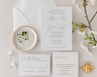 Formal Wedding Invitations with Elegant Calligraphy | Fall Wedding | Classic and Traditional Wedding | Allison