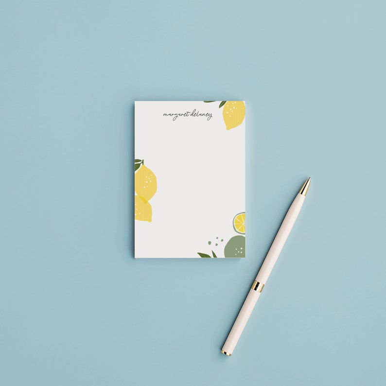 Personalized Lemon and Lime Notepad To Do List Custom Notepad Memo Pads Tear Off Pads of Paper Mixed Fruit Collection Lemon image 5