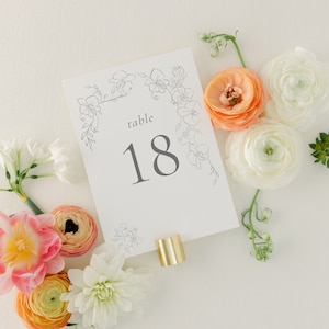 ELOISE | Floral Wedding Table Numbers, Modern Table Numbers, Elegant Wedding Decor, Classic Wedding, Printed Table Numbers Wedding