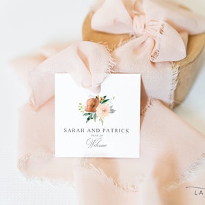 Square Fall Floral Wedding Favor Tags  -  Printed Floral Gift Tags, Custom Personalized Gift Tag for Favors | Choose your Shape | Sarah