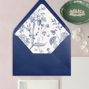 VINTAGE TOILE Flower Wedding Envelope Liner, Printed Envelope Liners for Wedding Invitations - Set of 25