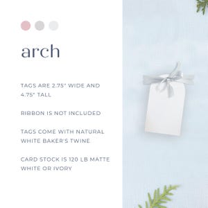 Pink Christmas Tree Favor Tag Personalized Custom Holiday Wedding Gift Family Label Name Tag Bow Design Festive Present Wrapping image 8