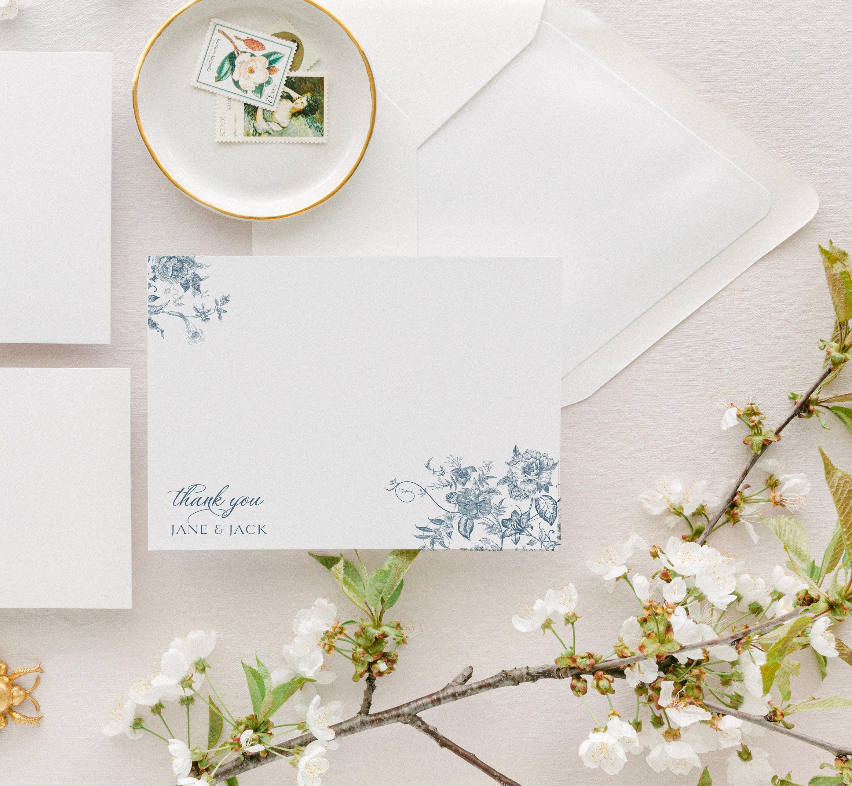 Floral Personalized Wedding Thank You Cards | Couples Stationery ...