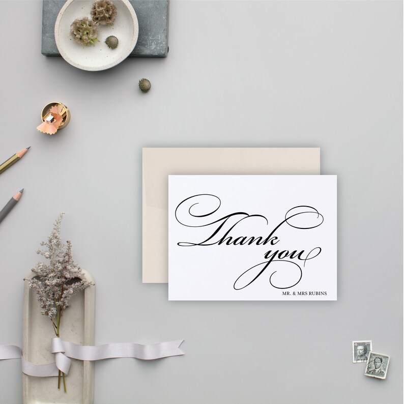 Personalized Wedding Thank You Card Set Mikah Etsy