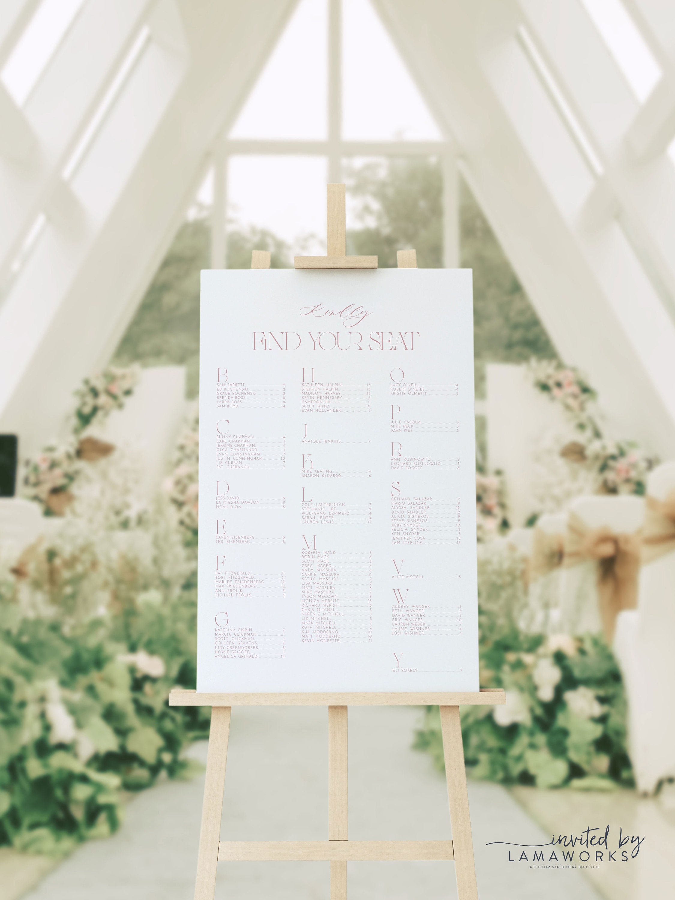 RENEE | Alphabetical Seating Chart Download, Minimalist Seating ...