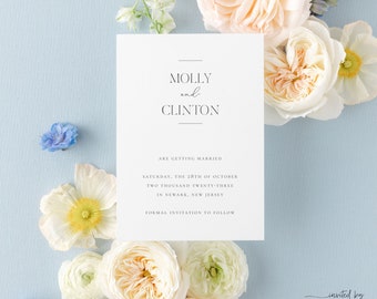 Simple Save the Date Cards Printed, Minimalist Save the Date, Modern Save Our Date, Custom Wedding | Molly