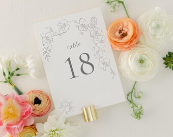 ELOISE | Floral Wedding Table Numbers, Modern Table Numbers, Elegant Wedding Decor, Classic Wedding, Printed Table Numbers Wedding