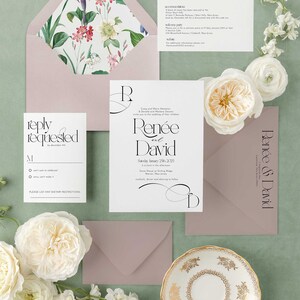 RENEE | Minimal Modern Wedding Invitation Suite, Simple Elegant Wedding Invitation Printed, Printed Minimalist Wedding Invitation Set
