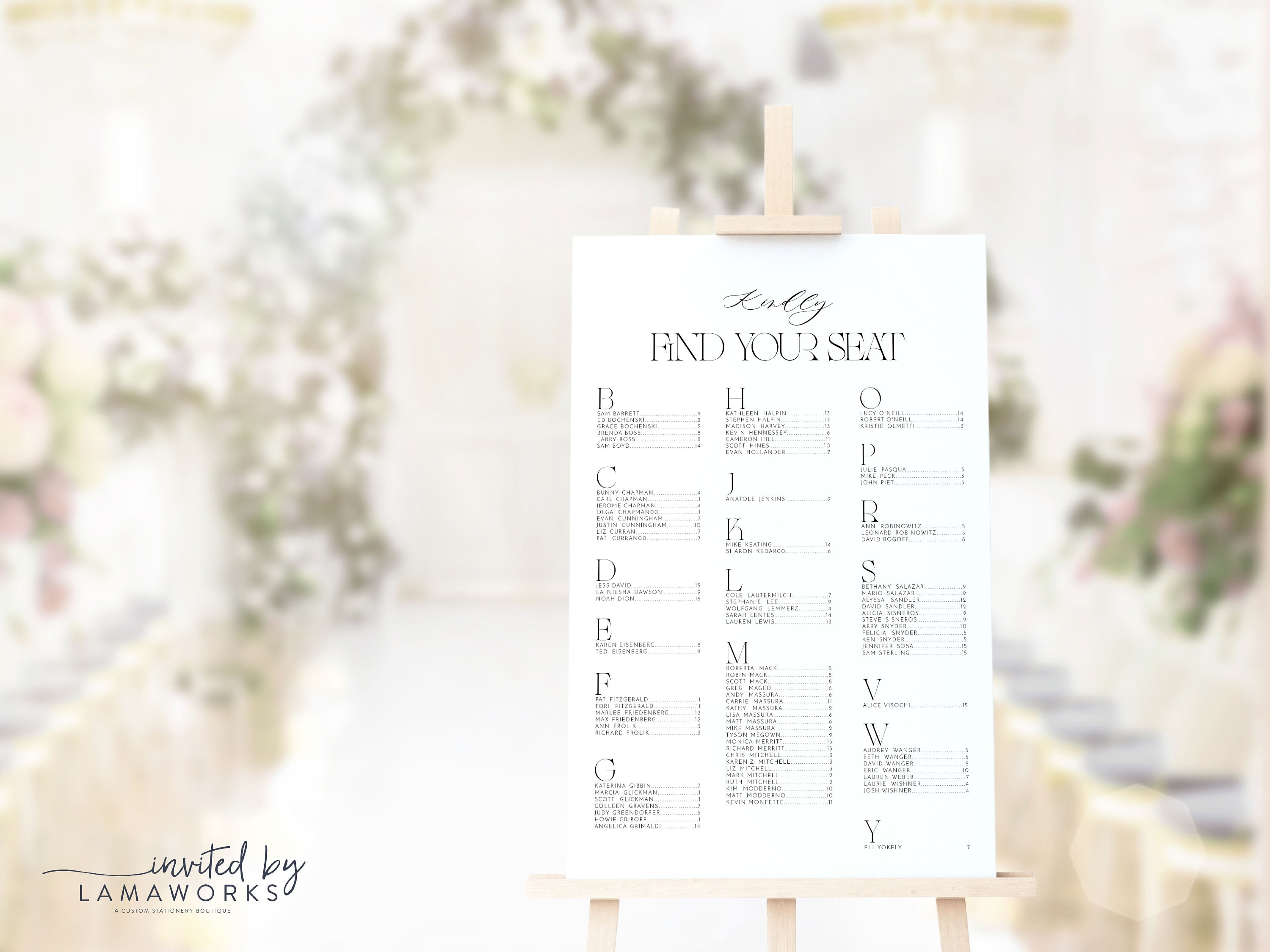 RENEE | Alphabetical Seating Chart Download, Minimalist Seating ...