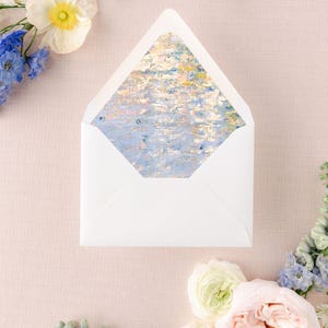 MONET VETHUIL SUMMER Watercolor Painting Wedding A7 Envelope Liner, Vintage Art Envelope insert for Wedding Invitations - Set of 25