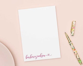 Custom Heart Notepad, Personalized Name with Heart Notepad, Valentine Notepad,  Custom Stationery Gift, Cute Stationary Gift Set | BARBARA