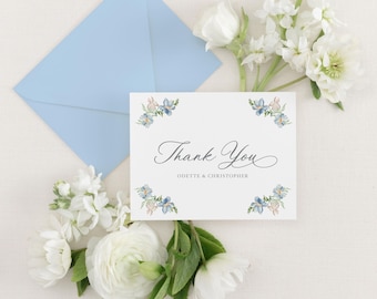 ODETTE | Wedding Thank You Cards Personalized Floral Watercolor Stationery Folded Cards Bridal Shower Thank You Notes Engagement Party