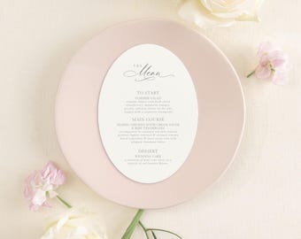 ISABELLA | Timeless Oval Wedding Menu | Formal Dinner Menu Card | Classic Reception Paper