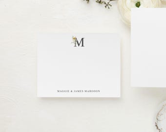 Floral Monogram Personal Stationery Set | Wildflower Wedding Stationery | Bridal Shower Thank You | 4bar or A2 | Maggie