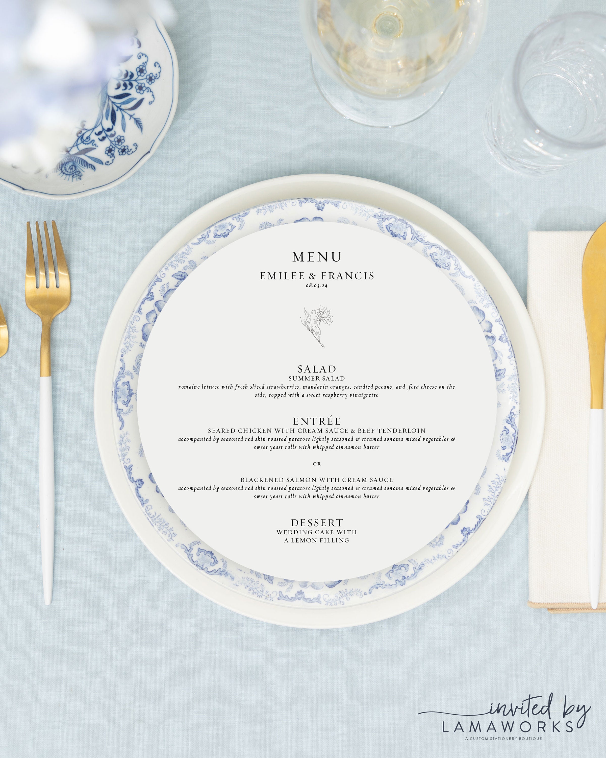 Menu Round Shape EMILEE | Printed Round Menu Cards With Custom Color - Simple, Classic ...