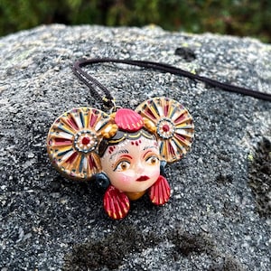Handcrafted Clay Pendant Necklace-Unique Artistic Jewelry, Modern Alternative Accessory, Sculpted Statement Piece, Custom Gift for Creatives