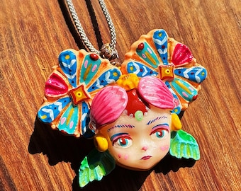 Custom Portrait Clay Necklace – Handmade Face Pendant, Personalized Gift for Her, Pet Memorial Jewelry, Birthday & Holiday Keepsake