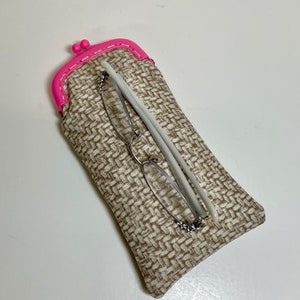 Eyeglass Case in Pink frame with Beige on Beige image 1