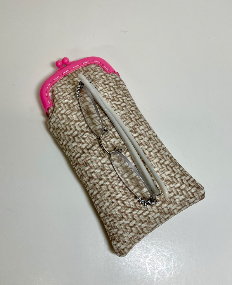 Eyeglass Case in Pink frame with Beige on Beige image 1