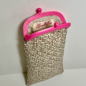 Eyeglass Case in Pink frame with Beige on Beige image 3