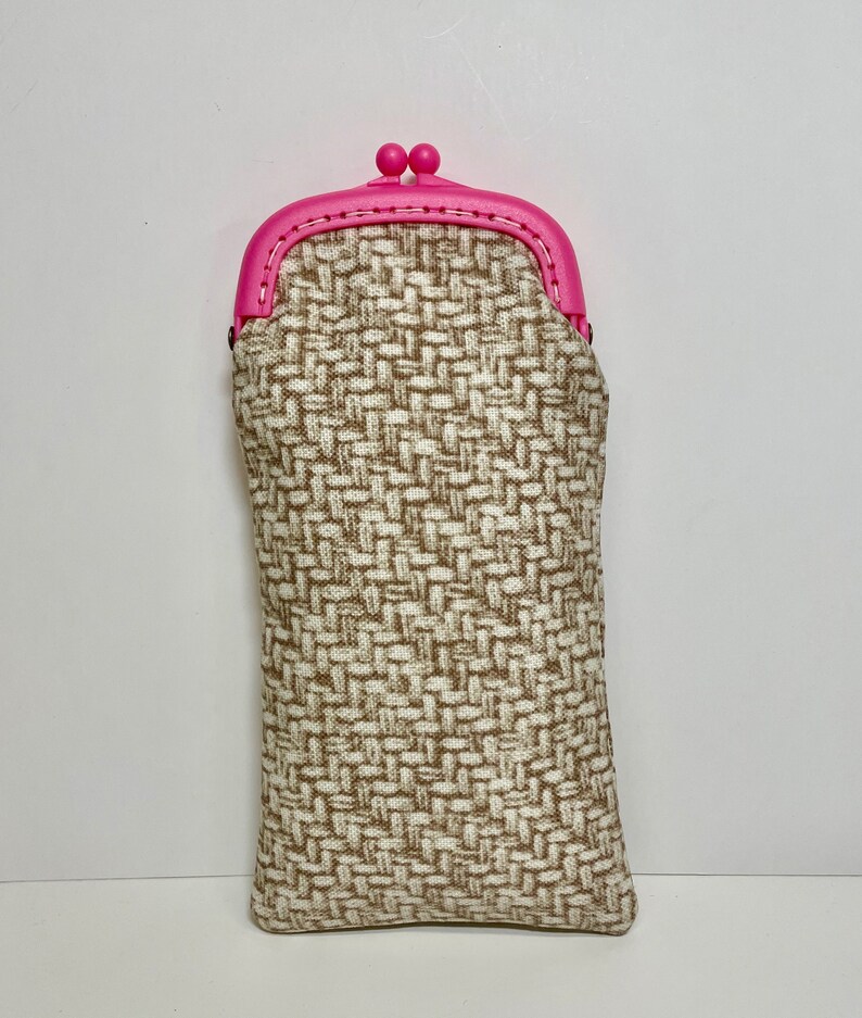 Eyeglass Case in Pink frame with Beige on Beige image 2