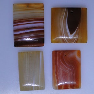 Four rectangle, square banded Agate beads, lots of colors, 253.26 carats total     001-010-001