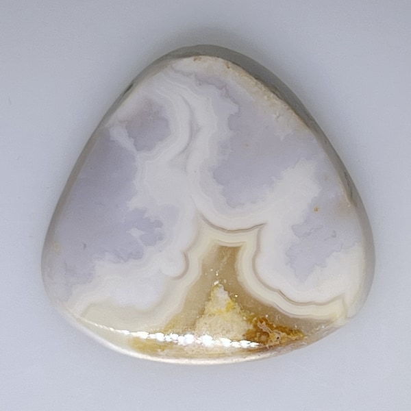 White and yellow crazy lace Agate cabochon, rounded pear, triangle cabochon, 75.88 carats      005-13-035