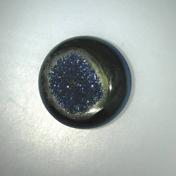 Green and blue metallic Titanium Druzy round cab 20.50mm              070-17-008