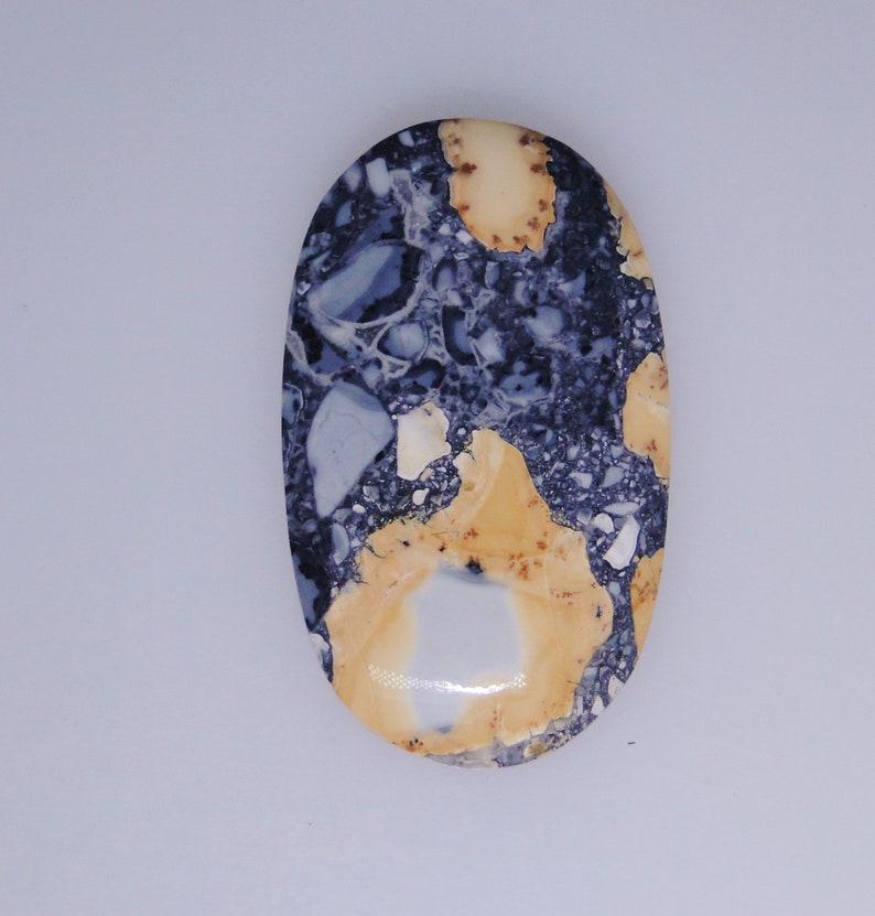 lovely gray and yellow Maligano Jasper oval cabochon 62.51 carats 044-10-005